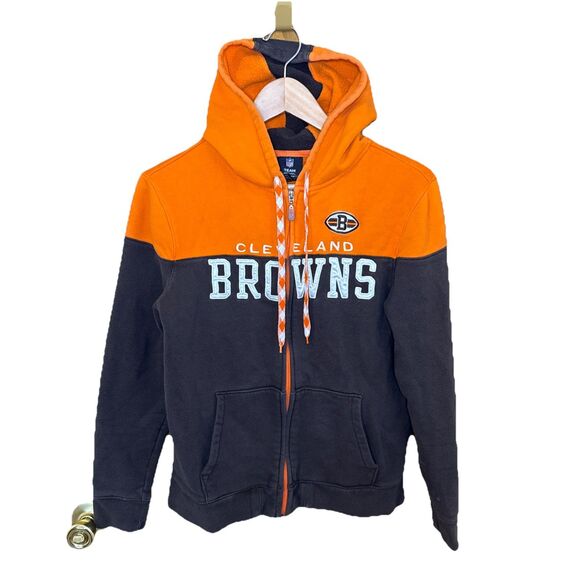 Women’s NFL Cleveland Browns Zip Up Hoodie Size Med Orange And Brown - Picture 1 of 4